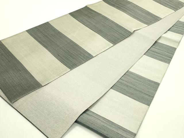 平和屋着物＊夏物　全通柄袋帯　横段文　銀糸　正絹　逸品　CABJ1785rv