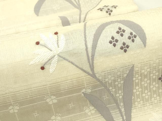 平和屋着物＊夏物　両面　六通柄袋帯　草花文　正絹　逸品　CABJ1786rv