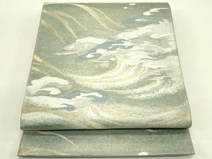 平和屋着物＊夏物　六通柄袋帯　立波文　金銀糸　正絹　逸品　CABJ1787rv