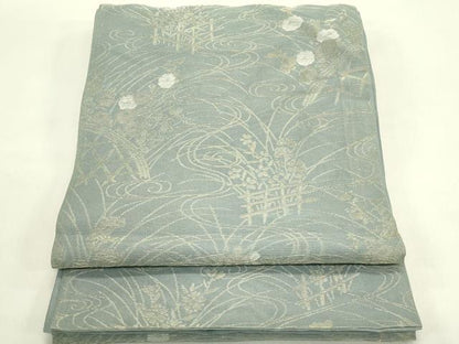 平和屋着物＊夏物　六通柄袋帯　秋草文　金糸　正絹　逸品　CABJ1788rv