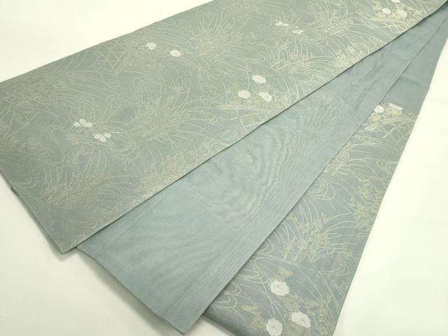 平和屋着物＊夏物　六通柄袋帯　秋草文　金糸　正絹　逸品　CABJ1788rv