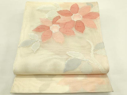 平和屋着物＊夏物　太鼓柄袋帯　草花文　正絹　逸品　CABJ1791rv