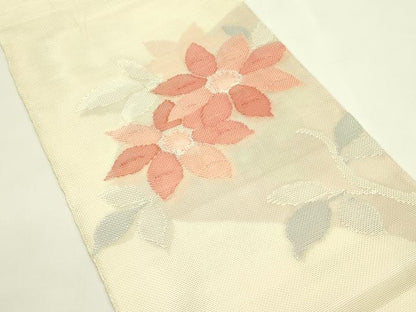平和屋着物＊夏物　太鼓柄袋帯　草花文　正絹　逸品　CABJ1791rv
