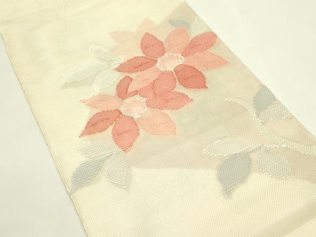 平和屋着物＊夏物　太鼓柄袋帯　草花文　正絹　逸品　CABJ1791rv