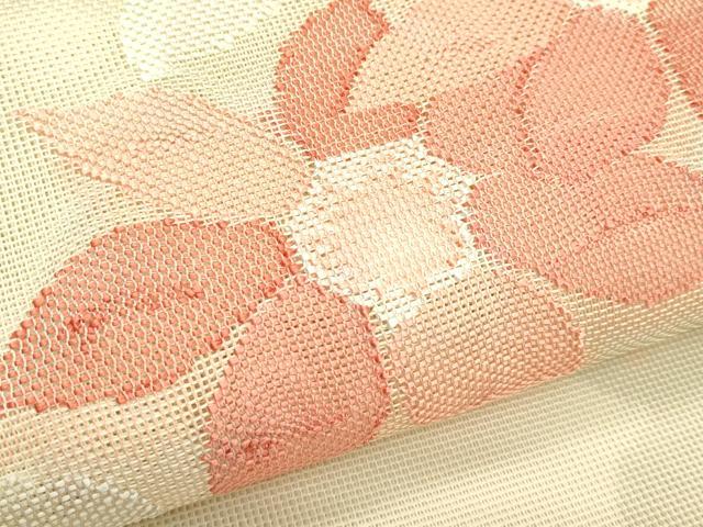 平和屋着物＊夏物　太鼓柄袋帯　草花文　正絹　逸品　CABJ1791rv