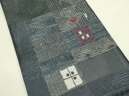 平和屋着物＊夏物　六通柄袋帯　幾何学文様　正絹　逸品　CABJ1795rv