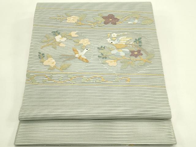 平和屋着物＊夏物　太鼓柄袋帯　絽綴れ　花鳥丸文　金銀糸　正絹　逸品　CABJ1796rv