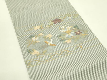 平和屋着物＊夏物　太鼓柄袋帯　絽綴れ　花鳥丸文　金銀糸　正絹　逸品　CABJ1796rv