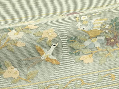 平和屋着物＊夏物　太鼓柄袋帯　絽綴れ　花鳥丸文　金銀糸　正絹　逸品　CABJ1796rv