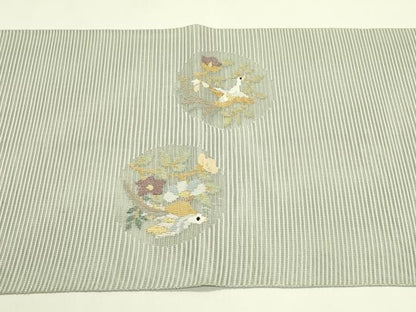 平和屋着物＊夏物　太鼓柄袋帯　絽綴れ　花鳥丸文　金銀糸　正絹　逸品　CABJ1796rv