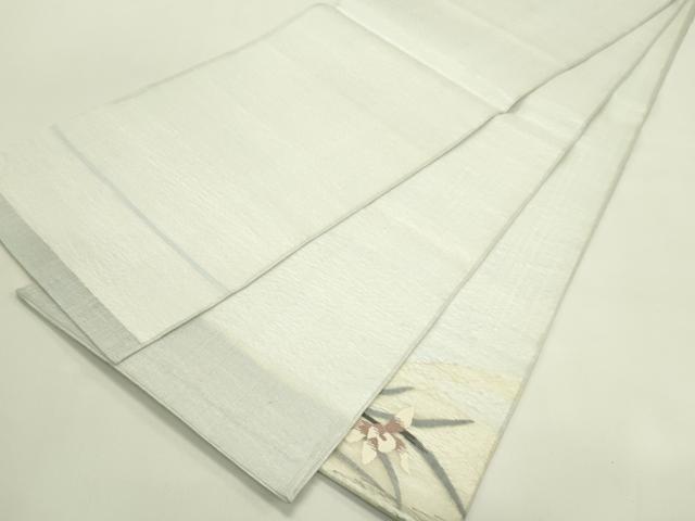 平和屋着物＊夏物　太鼓柄袋帯　すくい織　杜若　銀糸　正絹　逸品　未使用　CABJ1797rv
