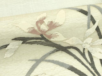 平和屋着物＊夏物　太鼓柄袋帯　すくい織　杜若　銀糸　正絹　逸品　未使用　CABJ1797rv