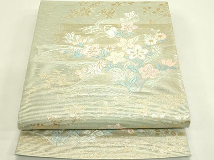 平和屋着物＊夏物　六通柄袋帯　唐織　霞に秋草　金銀糸　正絹　逸品　CABJ1798rv