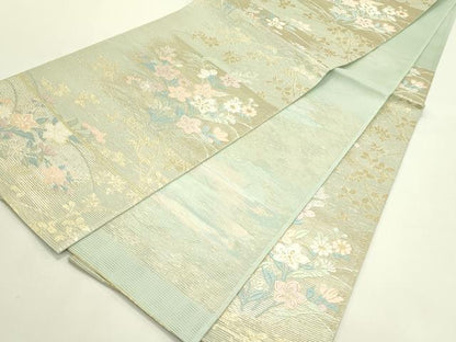 平和屋着物＊夏物　六通柄袋帯　唐織　霞に秋草　金銀糸　正絹　逸品　CABJ1798rv
