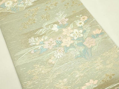 平和屋着物＊夏物　六通柄袋帯　唐織　霞に秋草　金銀糸　正絹　逸品　CABJ1798rv