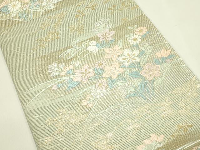 平和屋着物＊夏物　六通柄袋帯　唐織　霞に秋草　金銀糸　正絹　逸品　CABJ1798rv