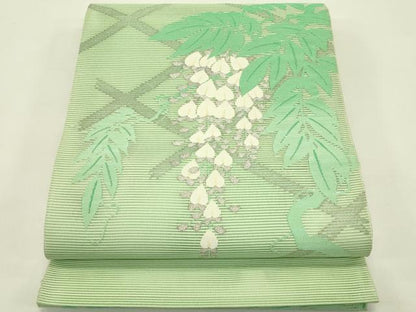 平和屋着物＊夏物　太鼓柄袋帯　絽綴れ　藤花房　銀糸　正絹　逸品　CABJ1802rv