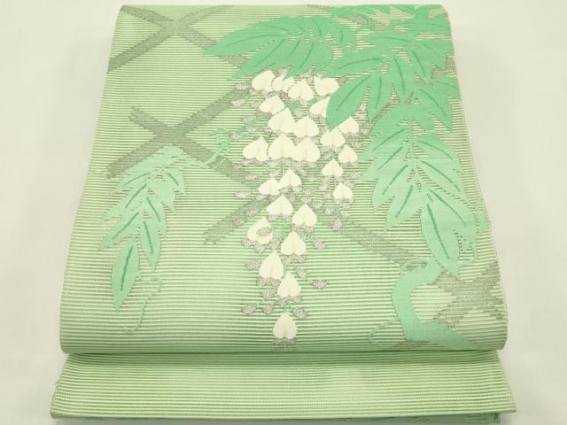 平和屋着物＊夏物　太鼓柄袋帯　絽綴れ　藤花房　銀糸　正絹　逸品　CABJ1802rv