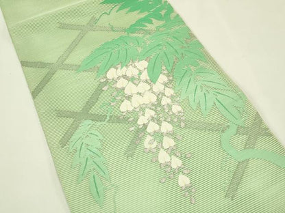 平和屋着物＊夏物　太鼓柄袋帯　絽綴れ　藤花房　銀糸　正絹　逸品　CABJ1802rv