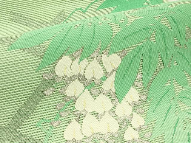 平和屋着物＊夏物　太鼓柄袋帯　絽綴れ　藤花房　銀糸　正絹　逸品　CABJ1802rv