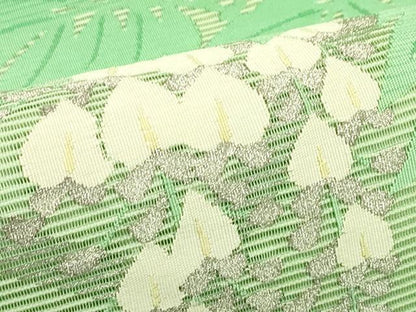 平和屋着物＊夏物　太鼓柄袋帯　絽綴れ　藤花房　銀糸　正絹　逸品　CABJ1802rv