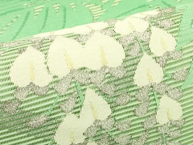 平和屋着物＊夏物　太鼓柄袋帯　絽綴れ　藤花房　銀糸　正絹　逸品　CABJ1802rv