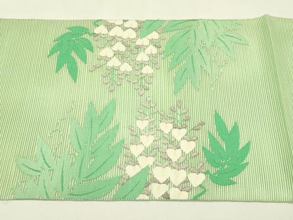 平和屋着物＊夏物　太鼓柄袋帯　絽綴れ　藤花房　銀糸　正絹　逸品　CABJ1802rv