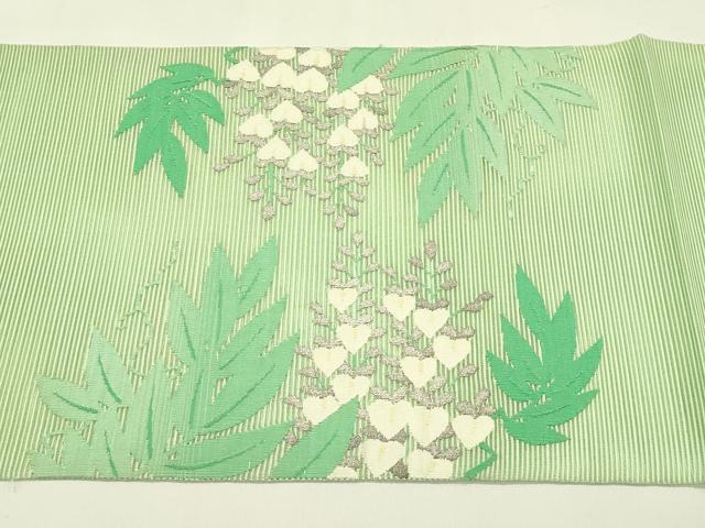 平和屋着物＊夏物　太鼓柄袋帯　絽綴れ　藤花房　銀糸　正絹　逸品　CABJ1802rv