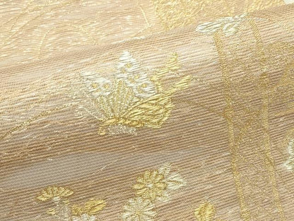 平和屋着物＊夏物　六通柄袋帯　花蝶文　金銀糸　正絹　逸品　CABJ1807rv