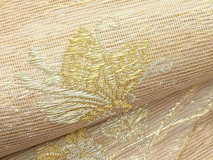 平和屋着物＊夏物　六通柄袋帯　花蝶文　金銀糸　正絹　逸品　CABJ1807rv
