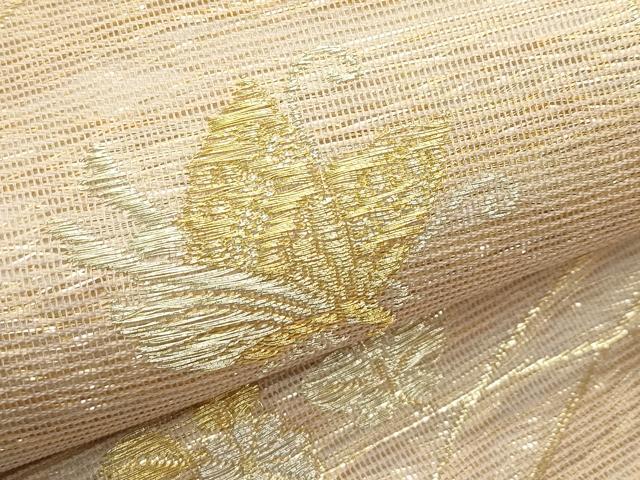 平和屋着物＊夏物　六通柄袋帯　花蝶文　金銀糸　正絹　逸品　CABJ1807rv
