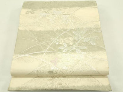 平和屋着物＊夏物　六通柄袋帯　萩　銀糸　正絹　逸品　CABJ1808rv