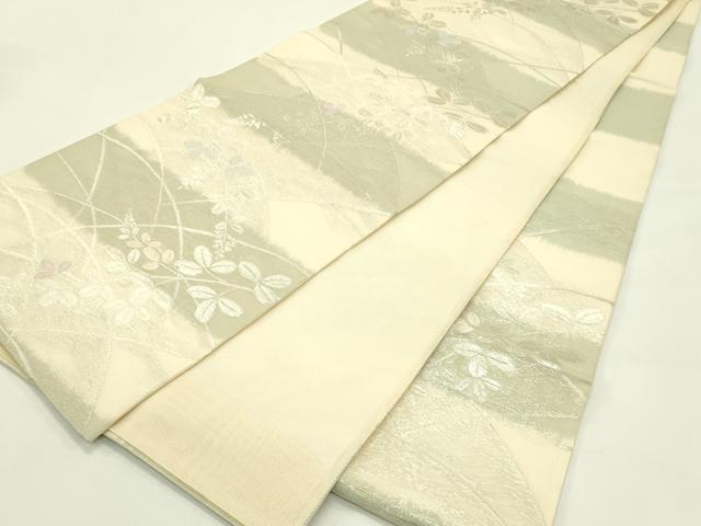 平和屋着物＊夏物　六通柄袋帯　萩　銀糸　正絹　逸品　CABJ1808rv