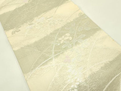 平和屋着物＊夏物　六通柄袋帯　萩　銀糸　正絹　逸品　CABJ1808rv