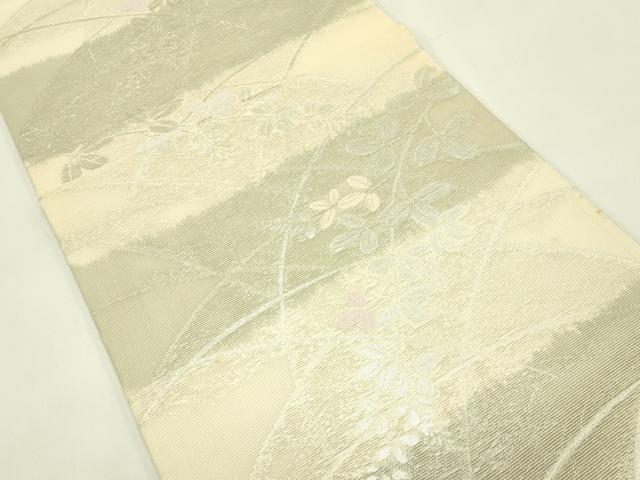 平和屋着物＊夏物　六通柄袋帯　萩　銀糸　正絹　逸品　CABJ1808rv