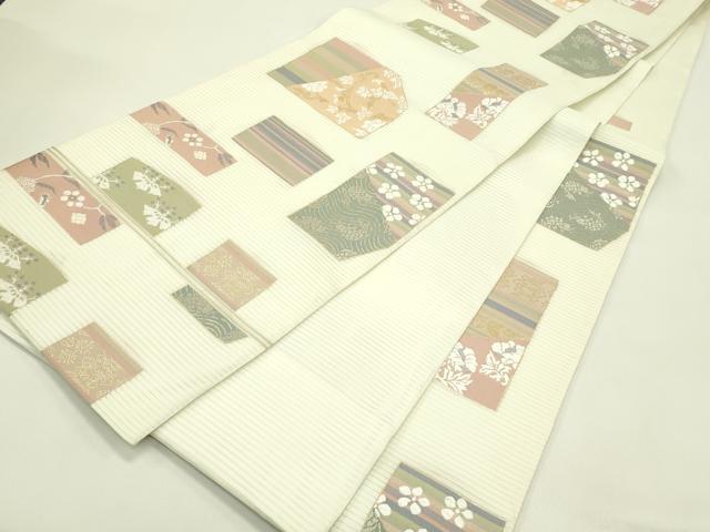 平和屋着物＊夏物　六通柄袋帯　唐織　色紙吉祥花文　金糸　正絹　逸品　CABJ1812rv