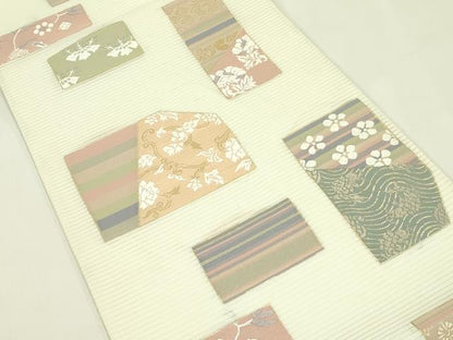 平和屋着物＊夏物　六通柄袋帯　唐織　色紙吉祥花文　金糸　正絹　逸品　CABJ1812rv