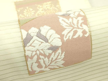 平和屋着物＊夏物　六通柄袋帯　唐織　色紙吉祥花文　金糸　正絹　逸品　CABJ1812rv