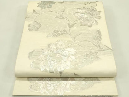 平和屋着物＊夏物　六通柄袋帯　更紗唐草文　銀糸　正絹　逸品　CABJ1814rv
