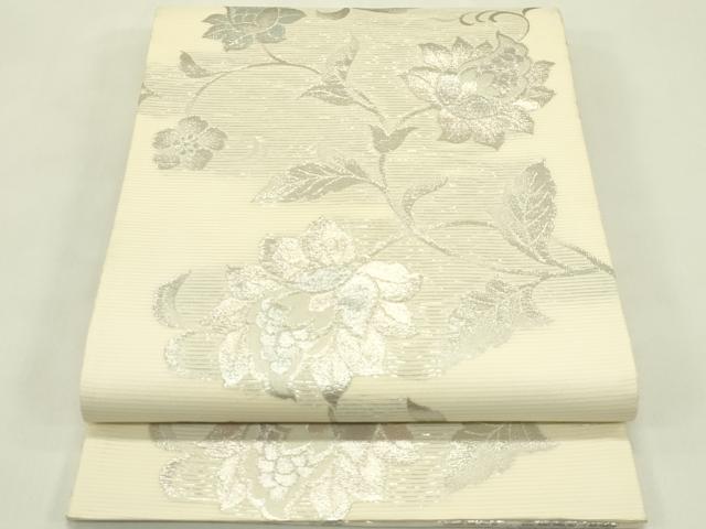 平和屋着物＊夏物　六通柄袋帯　更紗唐草文　銀糸　正絹　逸品　CABJ1814rv