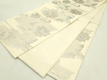 平和屋着物＊夏物　六通柄袋帯　更紗唐草文　銀糸　正絹　逸品　CABJ1814rv