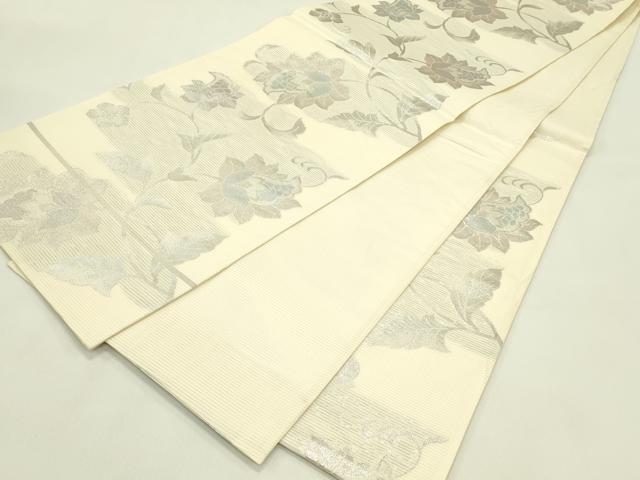 平和屋着物＊夏物　六通柄袋帯　更紗唐草文　銀糸　正絹　逸品　CABJ1814rv
