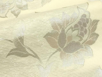 平和屋着物＊夏物　六通柄袋帯　更紗唐草文　銀糸　正絹　逸品　CABJ1814rv