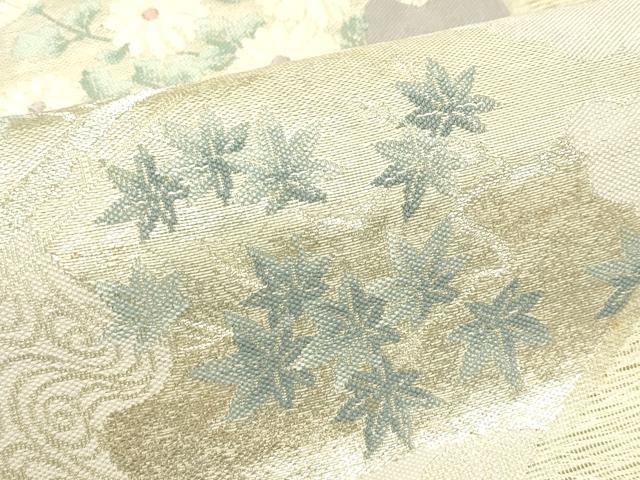 平和屋着物＊夏物　六通柄袋帯　冊子草花文　銀糸　正絹　逸品　CABJ1815rv