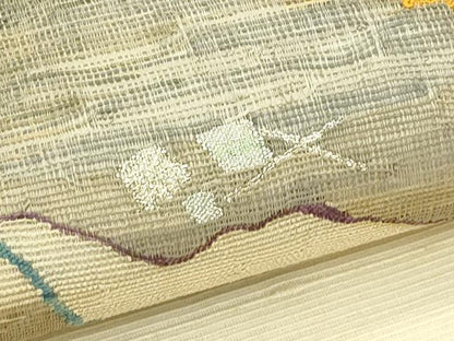 平和屋着物＊夏物　太鼓柄袋帯　すくい織　紬地　道長文様　金銀糸　正絹　逸品　CABJ1816rv