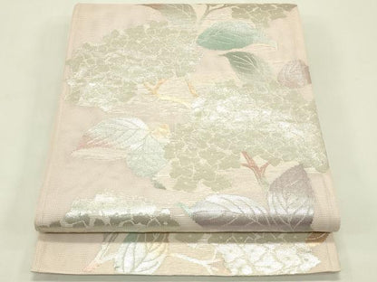 平和屋着物＊夏物　六通柄袋帯　紫陽花　銀糸　正絹　逸品　CABJ1817rv