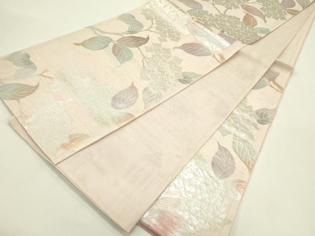 平和屋着物＊夏物　六通柄袋帯　紫陽花　銀糸　正絹　逸品　CABJ1817rv