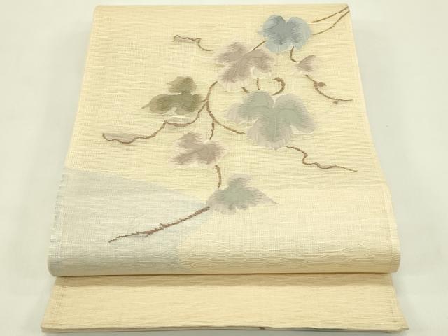 平和屋着物＊夏物　太鼓柄袋帯　すくい織　蔦の葉文　正絹　逸品　CABJ1819rv