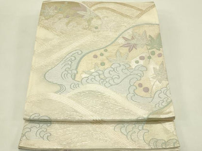平和屋着物＊夏物　六通柄袋帯　立波楓文　金銀糸　正絹　逸品　CABJ1820rv