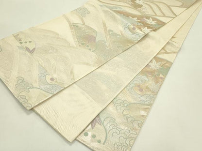 平和屋着物＊夏物　六通柄袋帯　立波楓文　金銀糸　正絹　逸品　CABJ1820rv